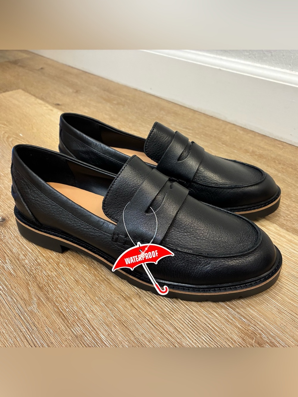 Blondo Penny Waterproof Leather Loafers Black Leather Women’s Size 9.5 M